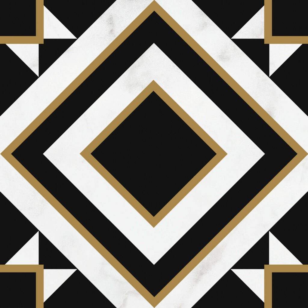 金黑白Victoria陶瓷墙和地板由Mary Katrantzou代表Villeroy & Boch