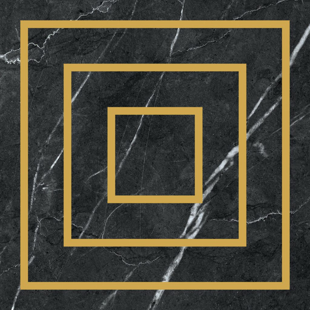 由Mary Katrantzou为Villeroy & Boch制作的黑金陶瓷墙和地板瓦