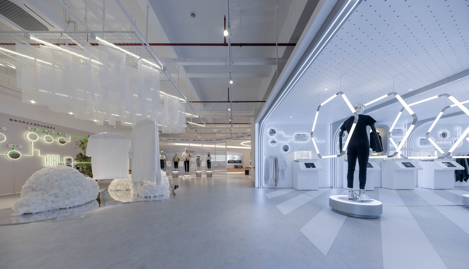 线性LED定着物组成波段、圆圈和六边形同时启发设计