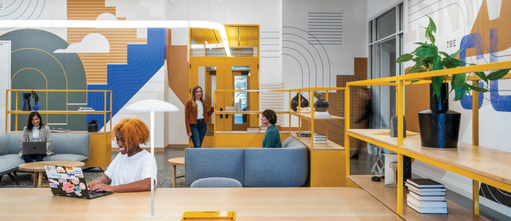 社区工作区墙上刻画