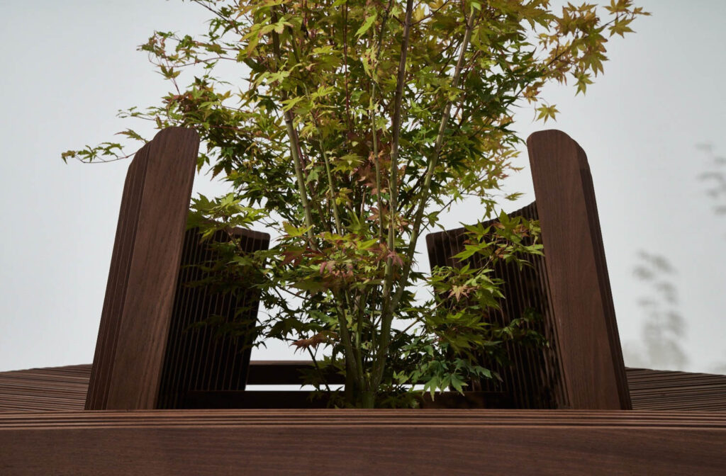 树从双向轮椅中心冒出