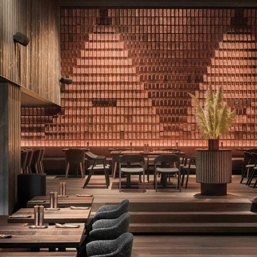 2,000铜调玻璃线Emily酒店餐厅墙