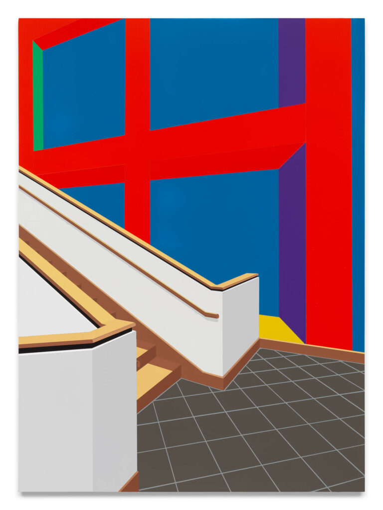 白楼梯光红蓝墙