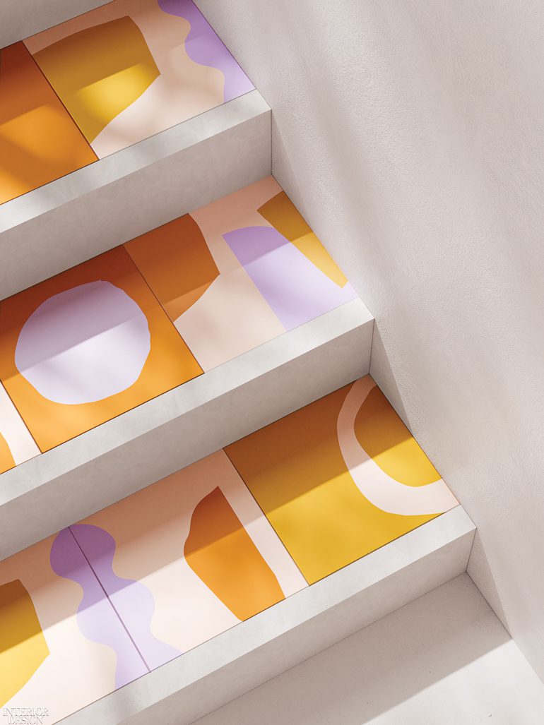 亮色极光图案白楼梯几何模式