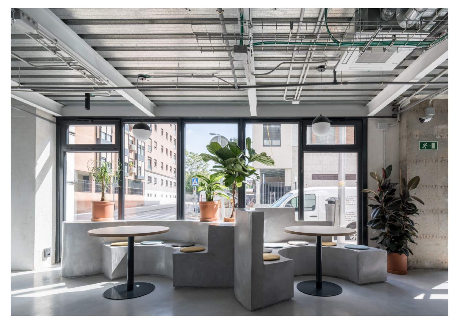 阳光淹没厨房混凝土绿化