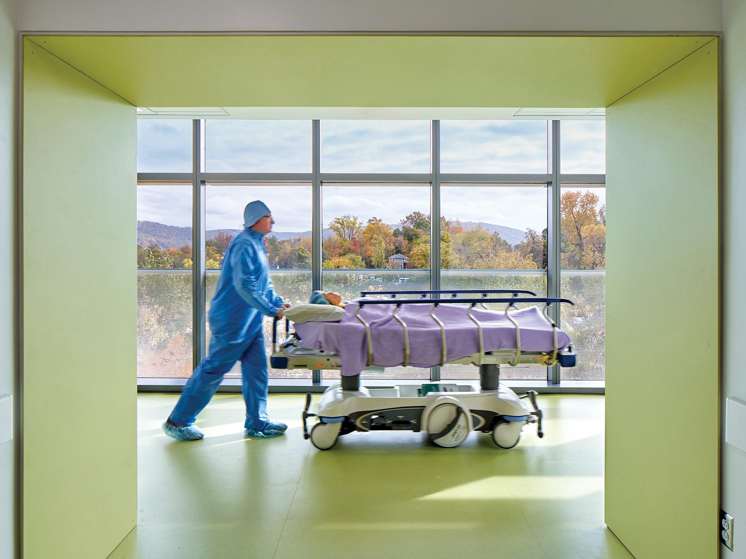 绿色走廊楼顶窗口