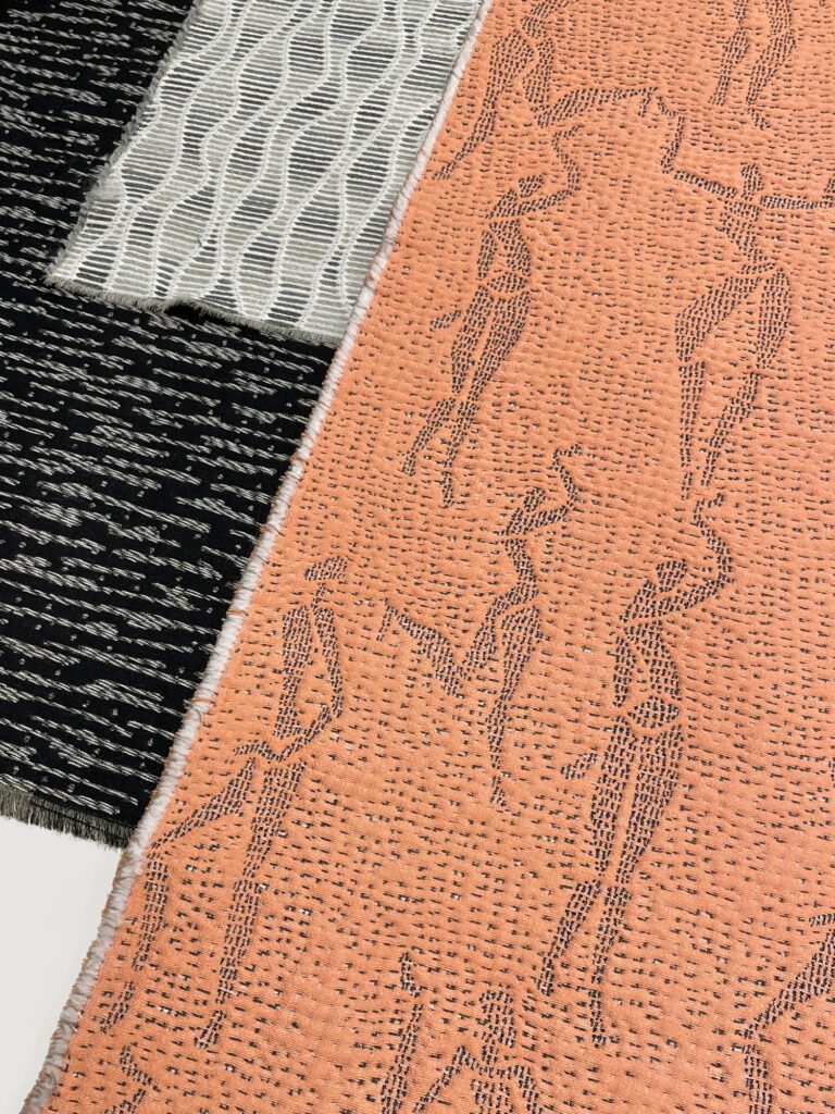 Elena打印室内装饰是桃色织物 灰体图刺绣