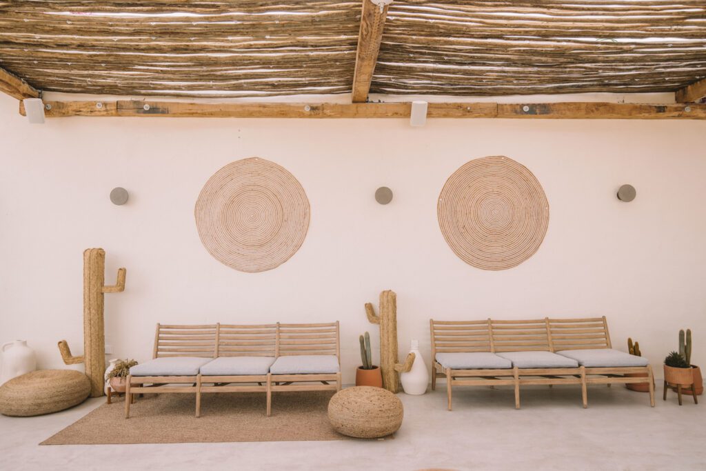 以黄麻为焦点的材料调色板 威捷令事物松散