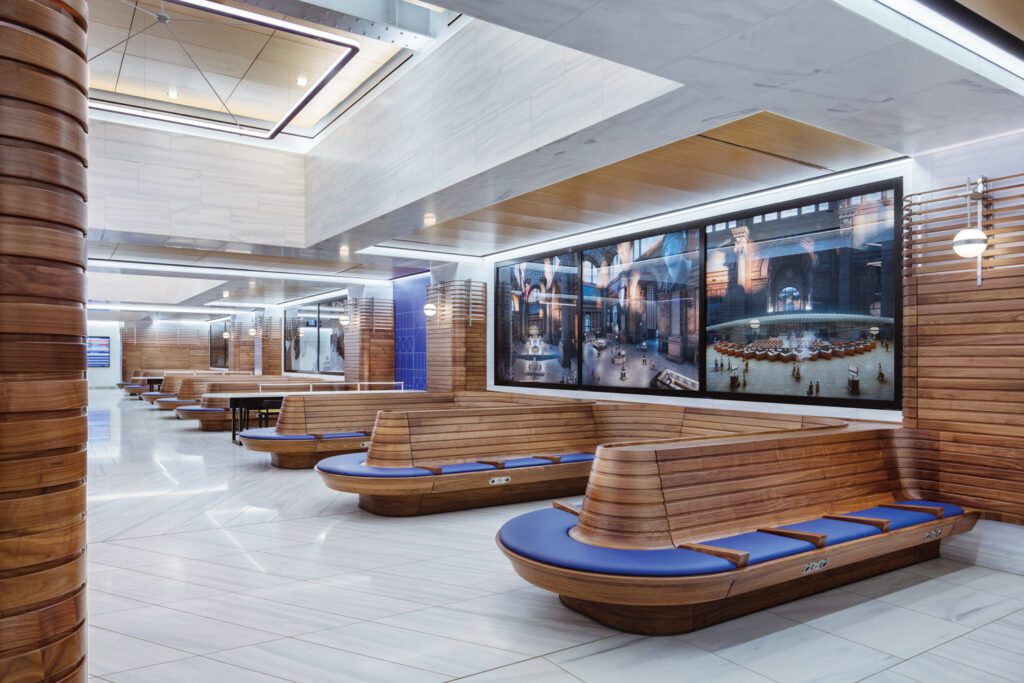 休息室Rockwell集团Skidmore项目Corteed等待区,Moynihan火车大厅,服装区摄影ScottFrances