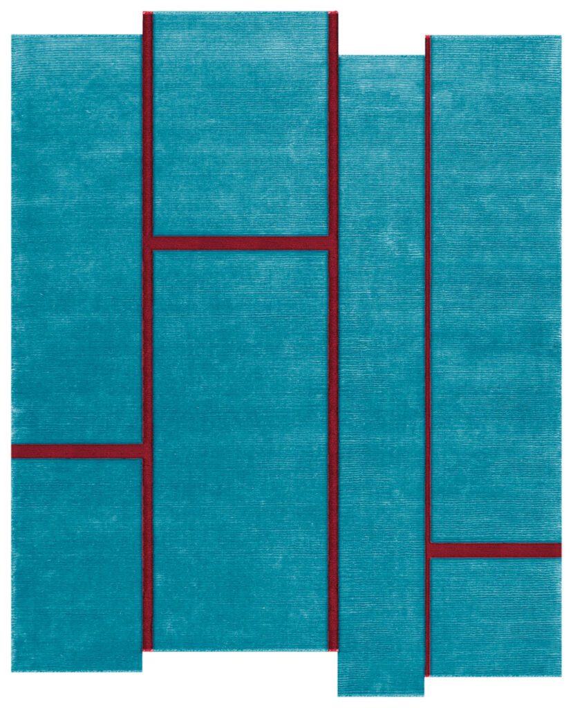 Teal/RedBrown,ElisaOssino编的Amini地毯