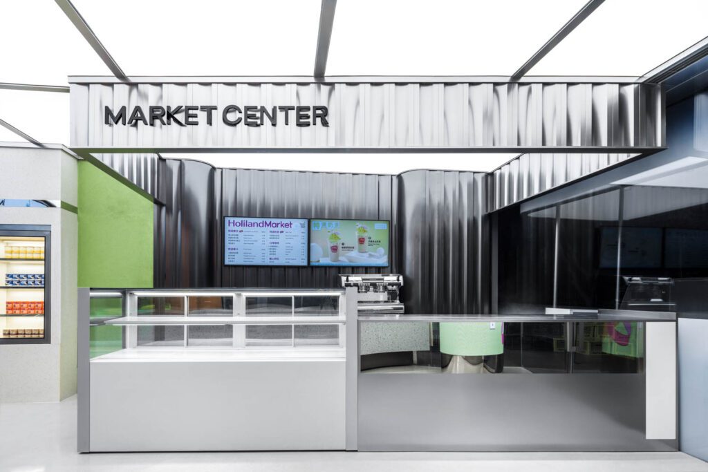 定制金属板墙定义收银站