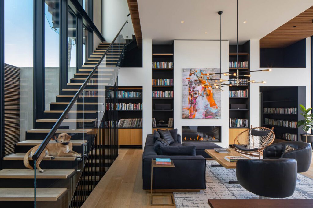 钢和橡树楼梯拥抱前窗墙自定义柜房主音乐插件