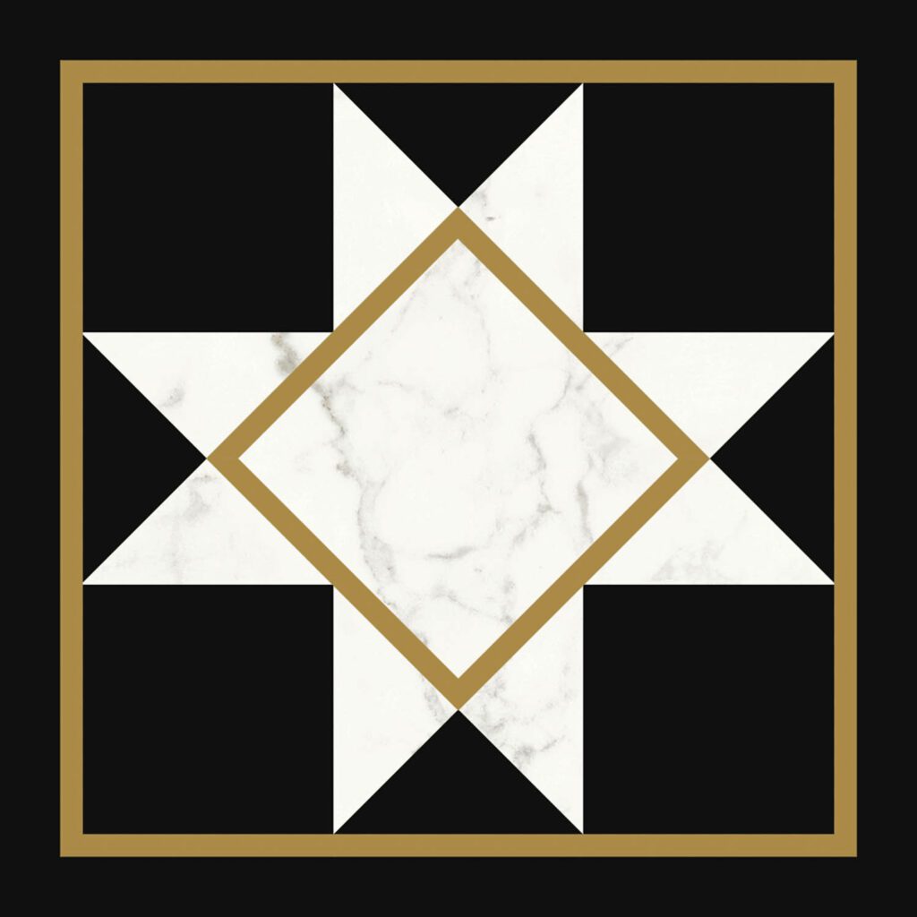 金黑Victoria陶瓷墙和地板由Mary Katrantzou代表Villoy & Boch