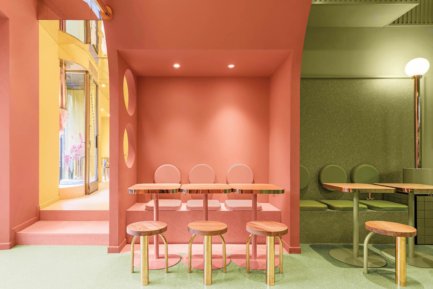 客房客座带粉色和绿墙BunBurgers米兰