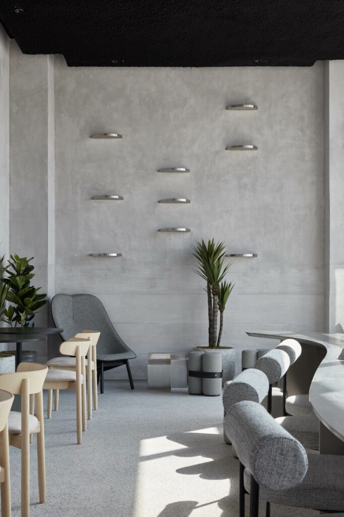 半月无色架装饰一面墙,而橡木椅子和木偶则向多为凝固内部引入异调