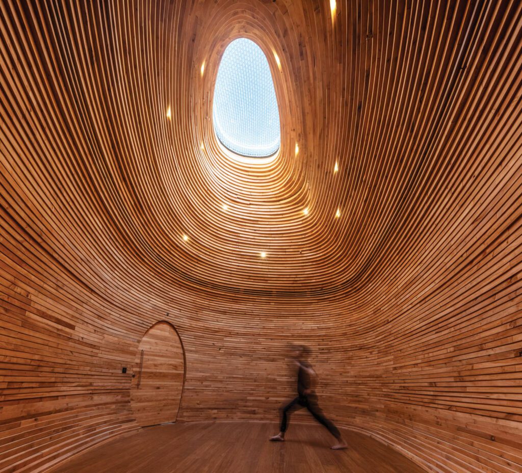 更多代际环绕瑜伽室 天窗外可见 红馆前