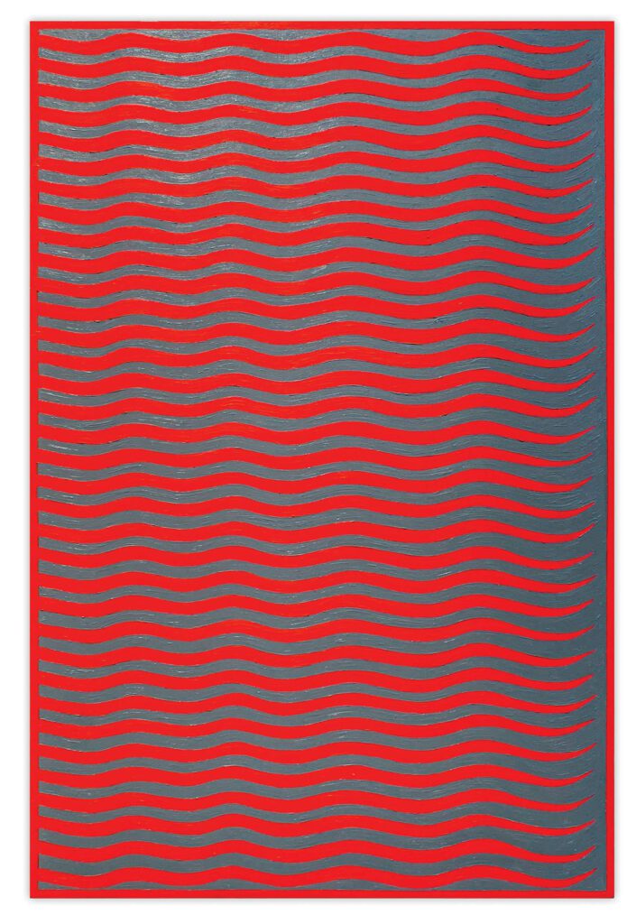 红蓝卷线作为Matt Magee面板Margin艺术油的一部分