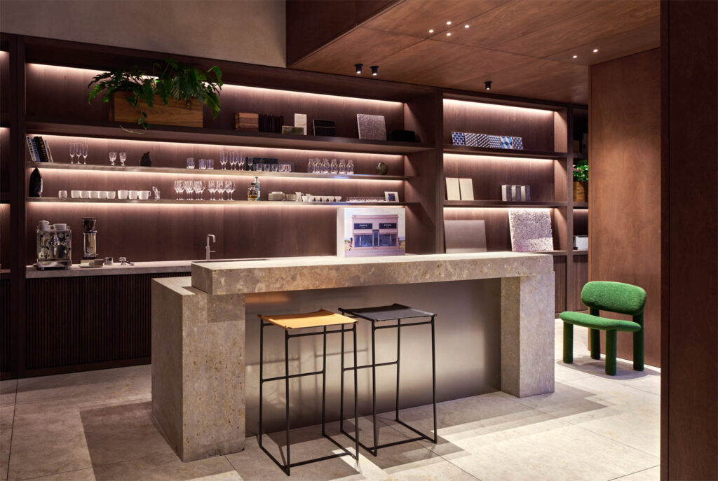 Holzrausch工作室咖啡吧自然石柜台