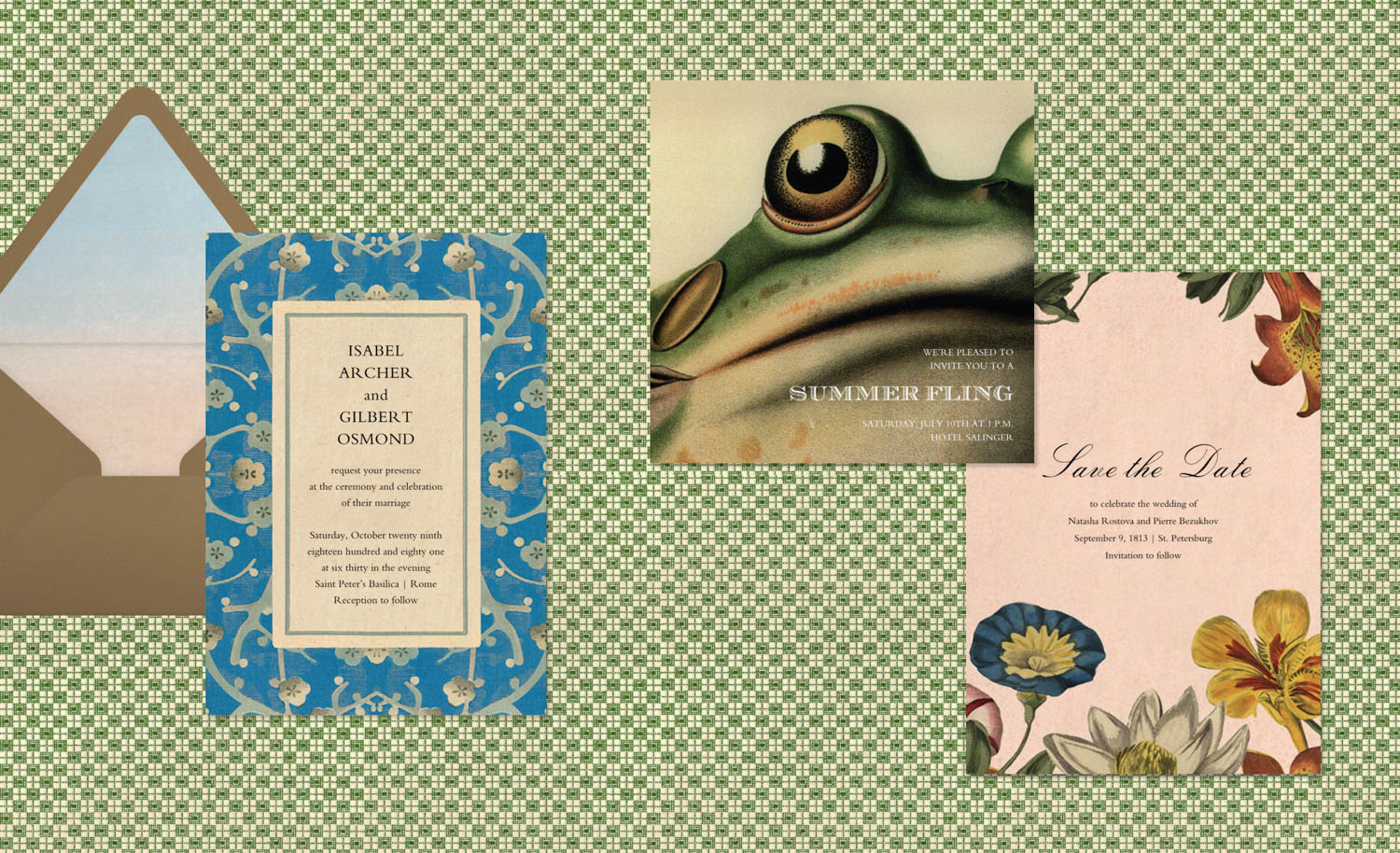 无纸Post绿色背景数字邀请