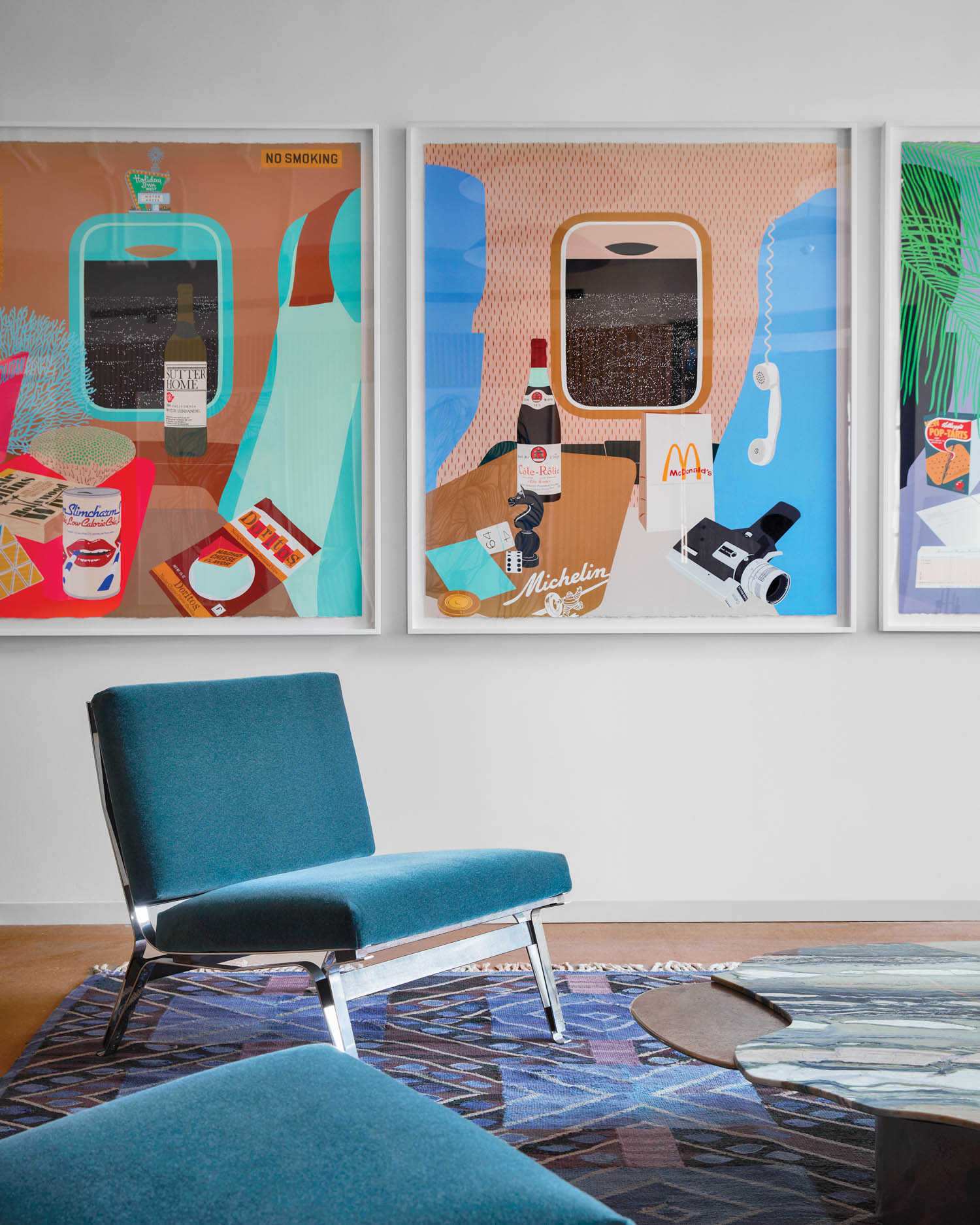 长椅墙上充满活力美术