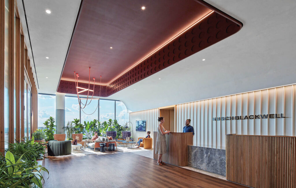 大理石和Reed-wood办公接收区