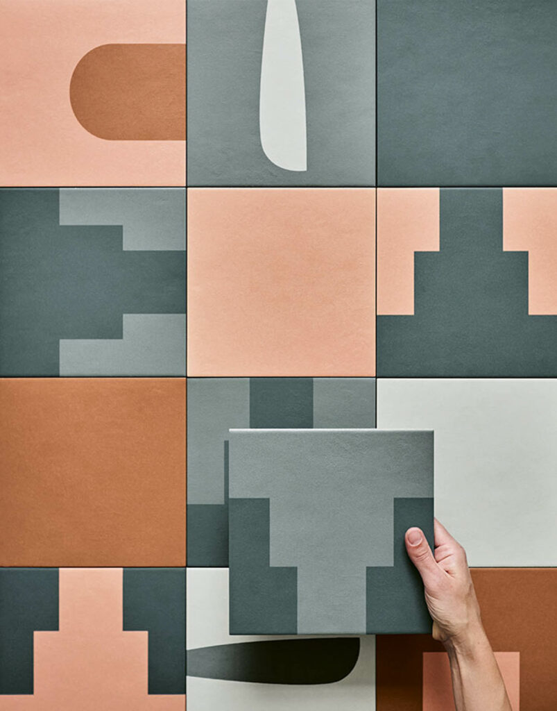 橙色和绿色阵列几何瓦