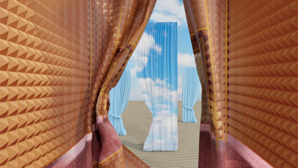 开窗帘上方有天空