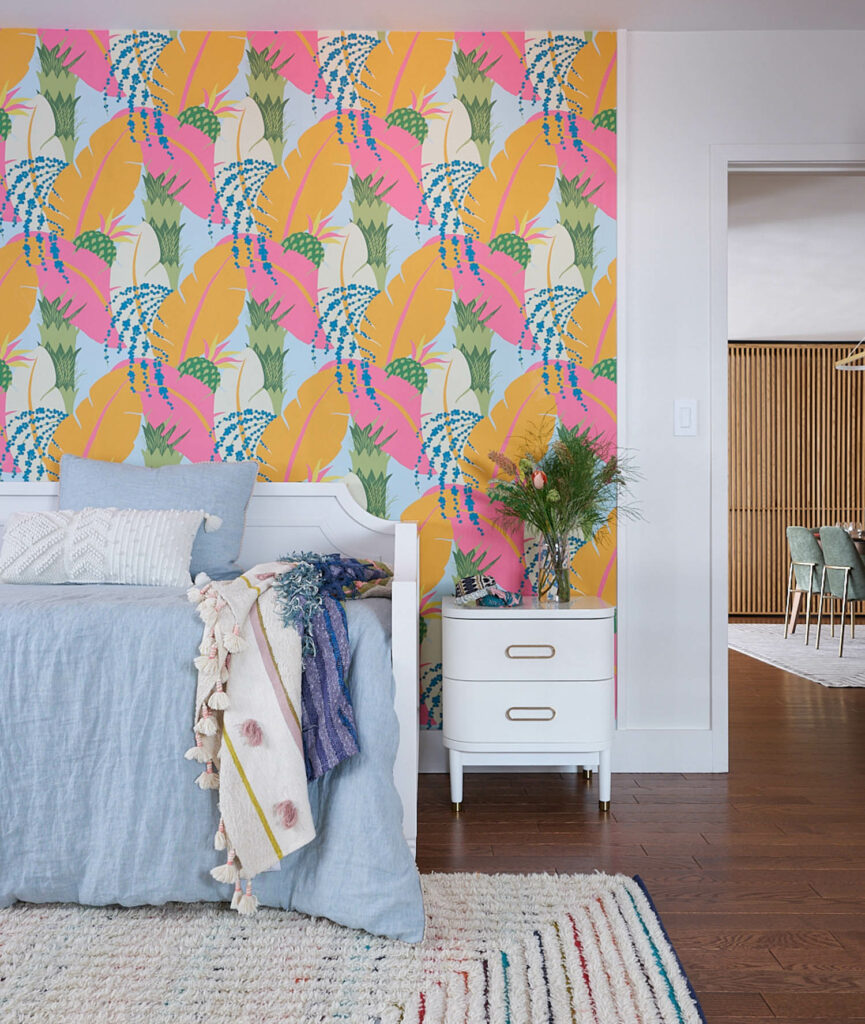 儿童室用果红色和橙色壁纸