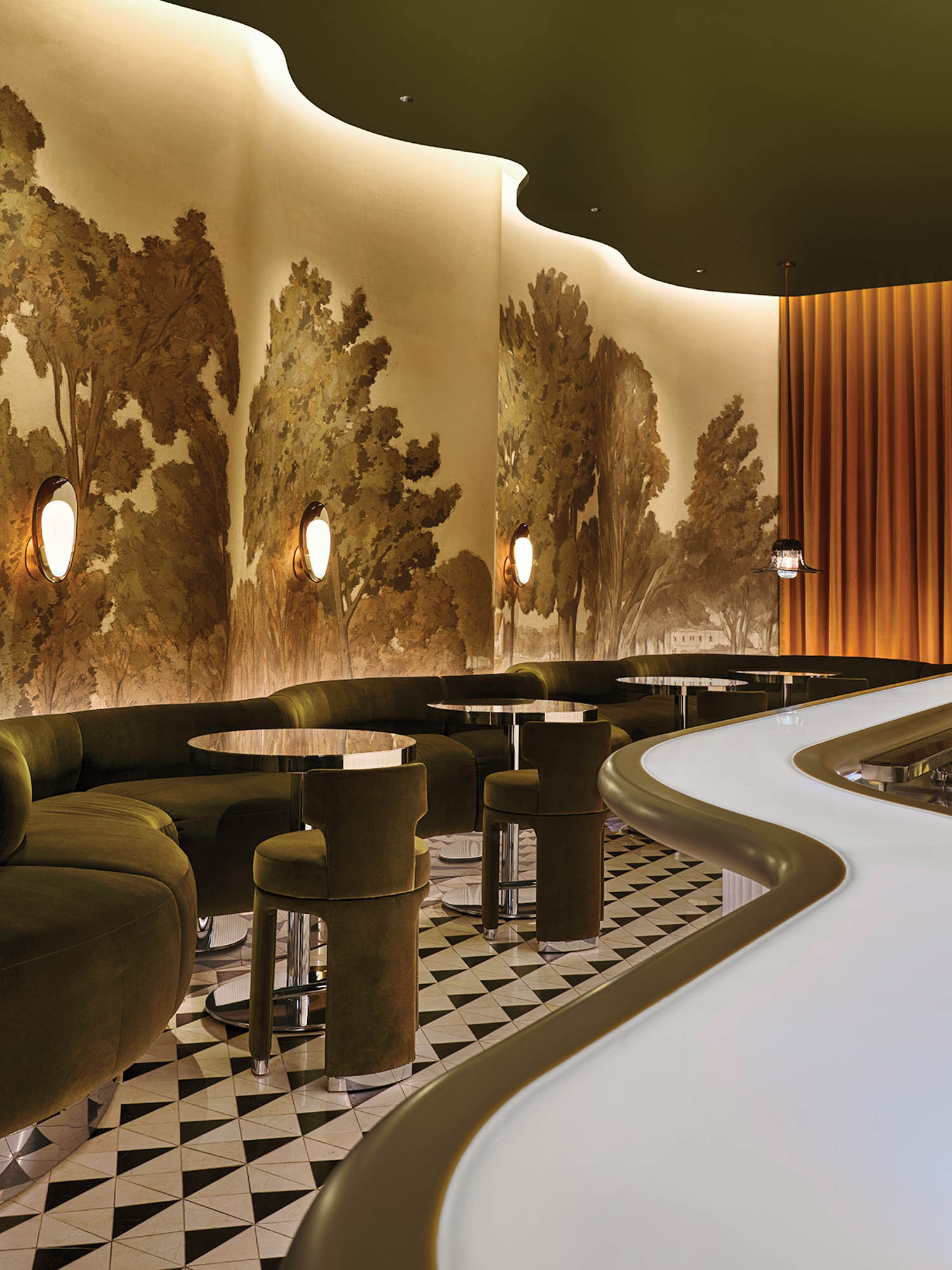 抽象Arboreal墙覆盖餐厅