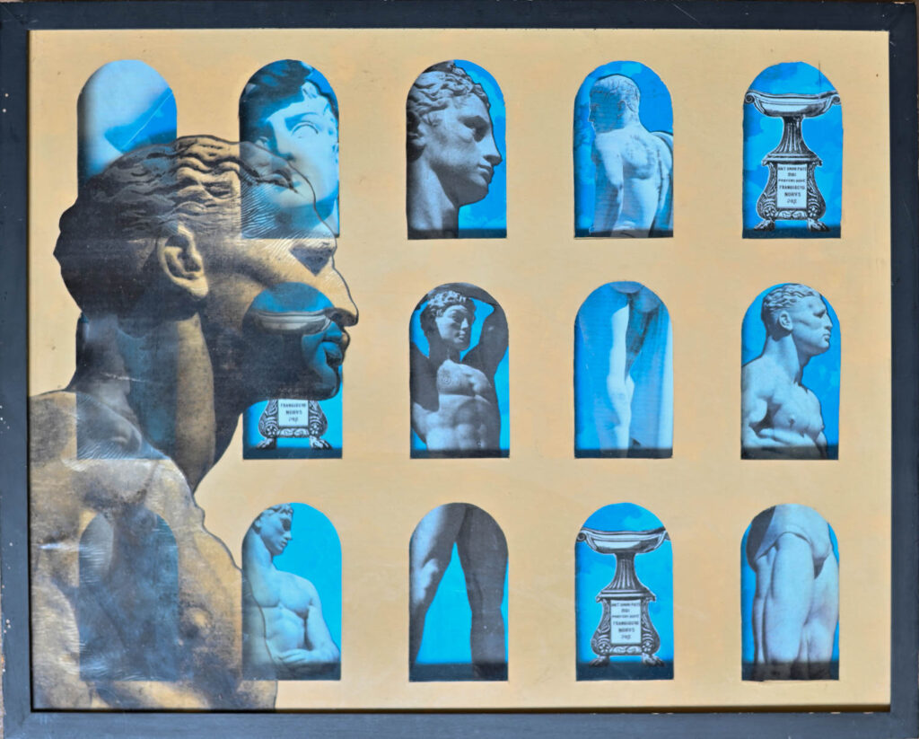 古典雕像前 切窗小雕像